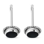 Black Onyx Stud Silver Earrings, e337